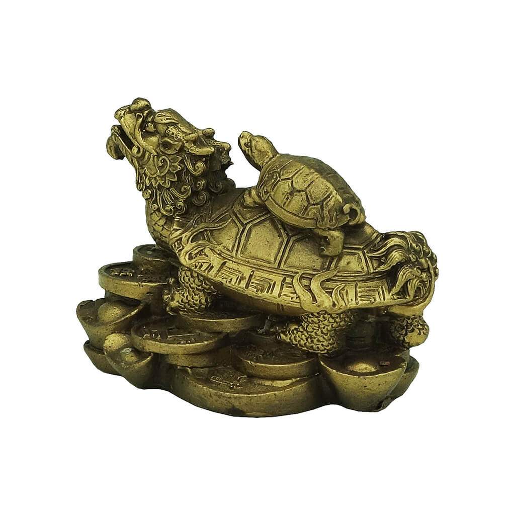 Bronze Dragon Tortoise on Treasure Bed