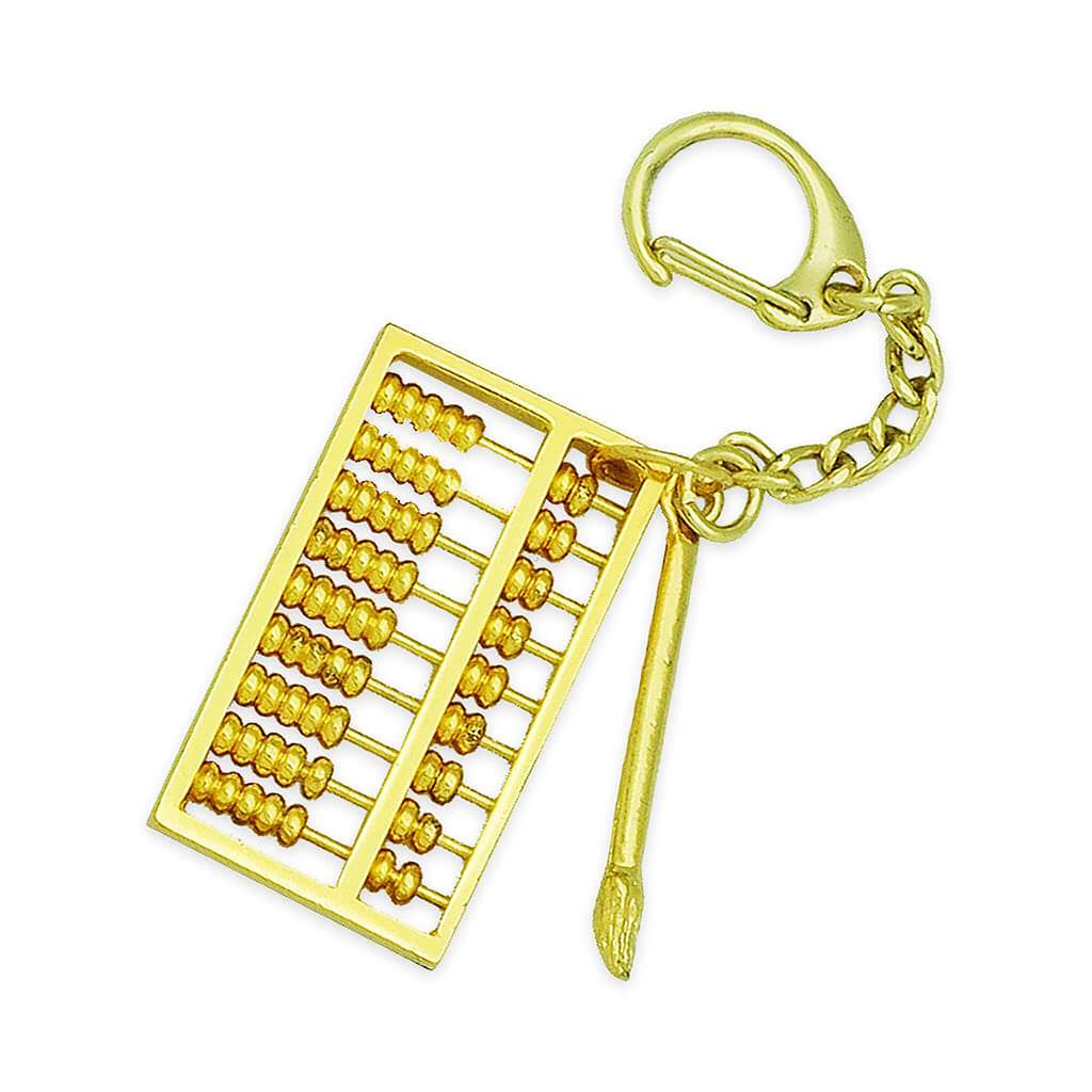 24K Gold Plated Abacus Keychain for Business Luck