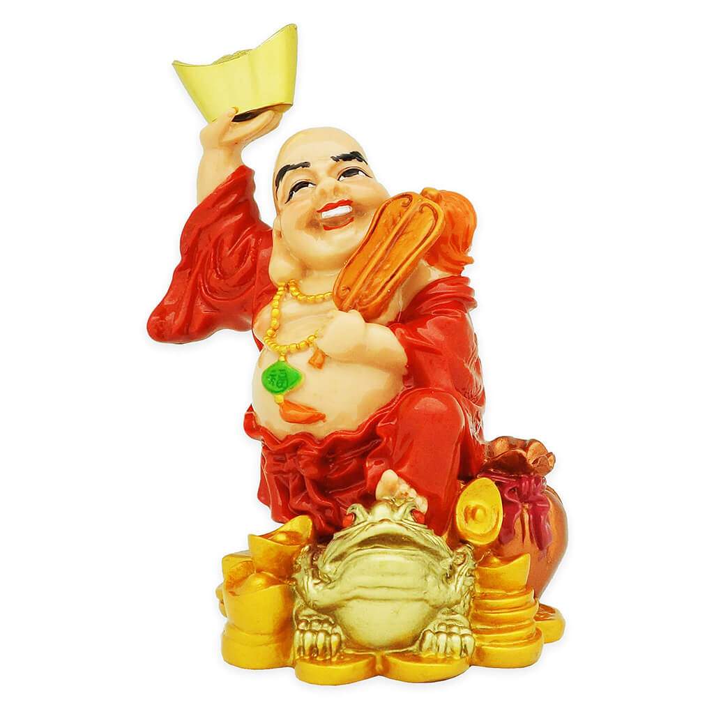 Victory Red Robe Laughing Buddha with Money Frog