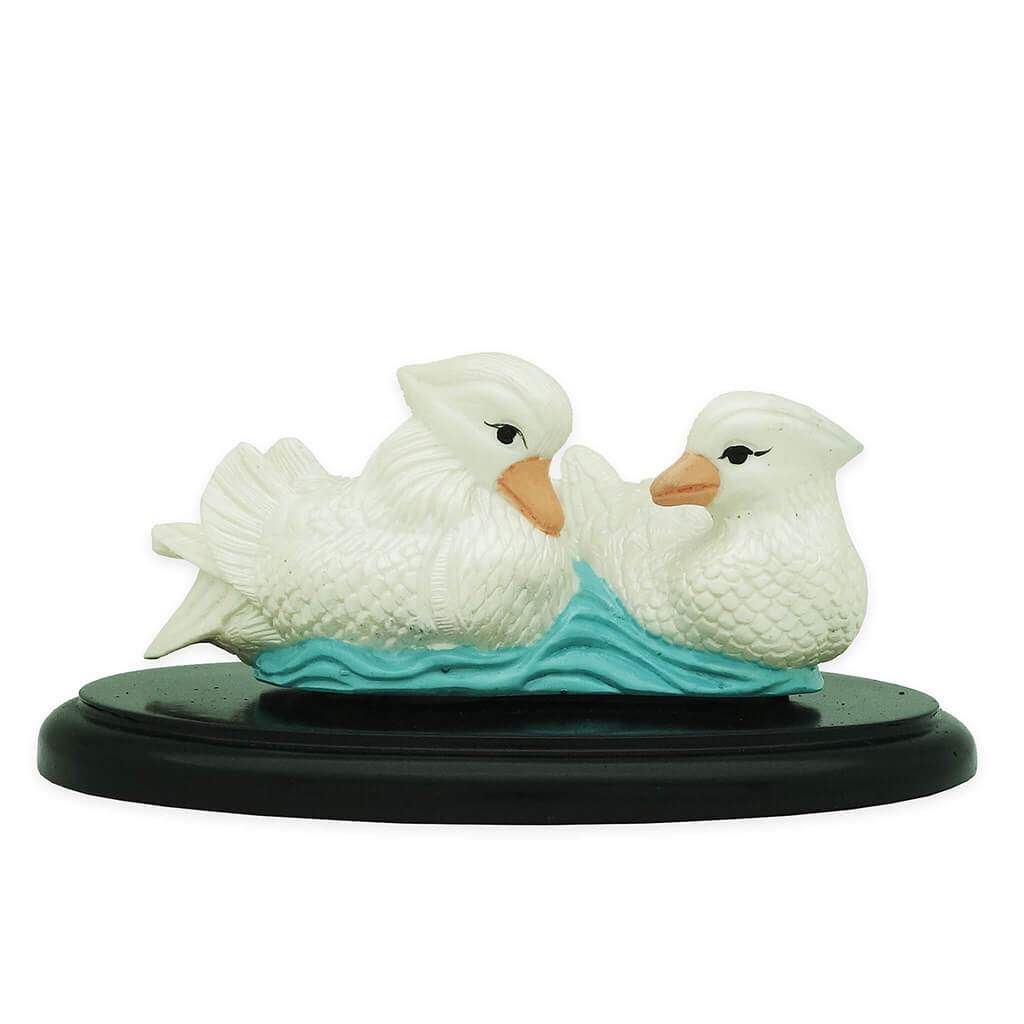 White Mandarin Ducks of Purity on Oval Stand