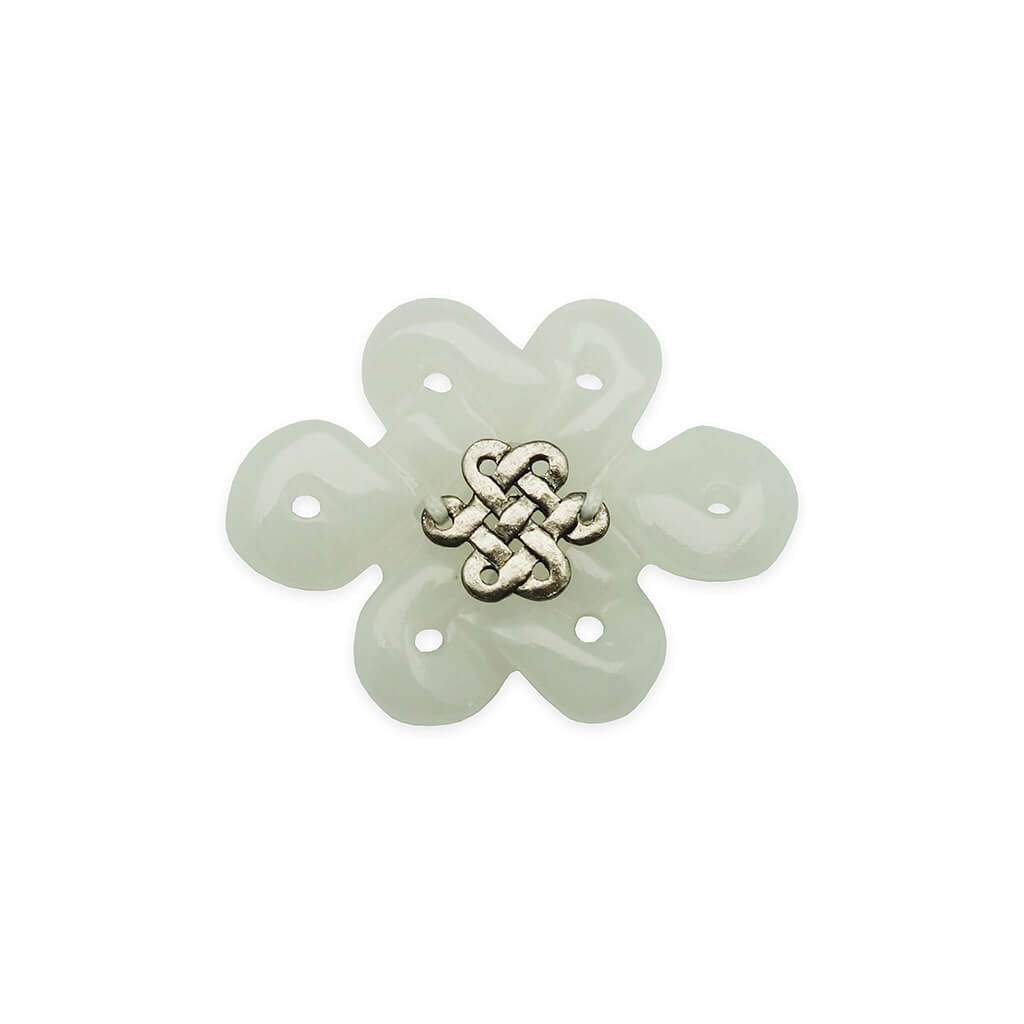 White Jade Mystic Knot (Large) - METAL/GOLD Element