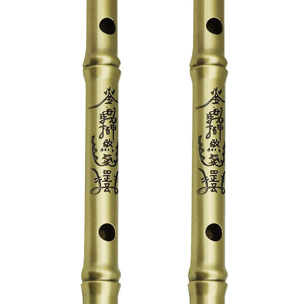 Pair of Brass Bamboo Flutes (Bronze)