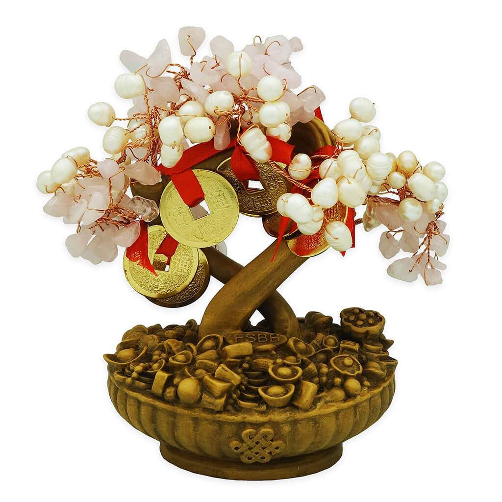 Pearl Blossoming ROSE QUARTZ Tree for Love