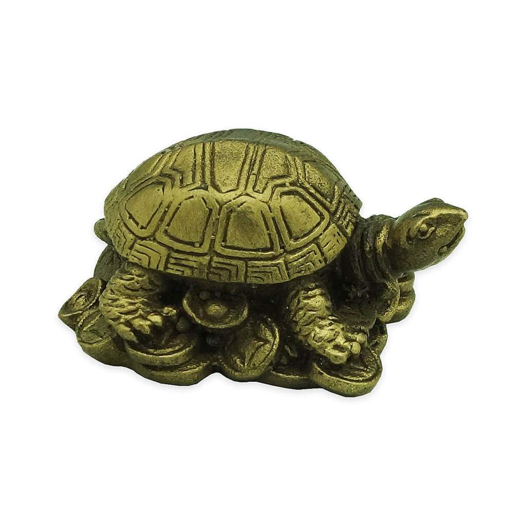 Mini Bronze Tortoise on Wealth Bed (2 Pieces)
