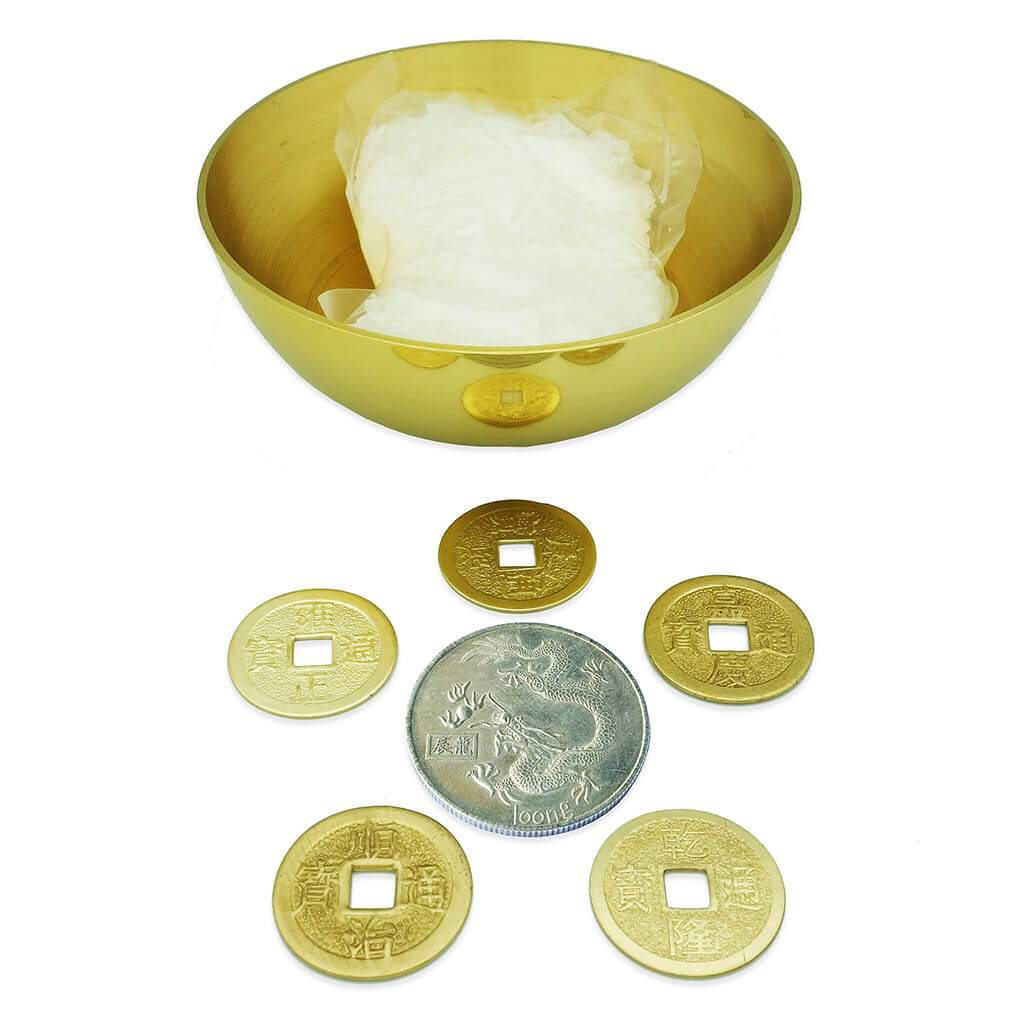 Salt Water Cure in Seven Metals Bowl and Dragon Coin